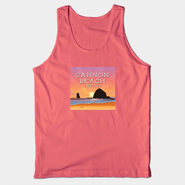 Cannon Beach Oregon Coast with Haystack Rock Sunset Tank Top by sentinelsupplyco